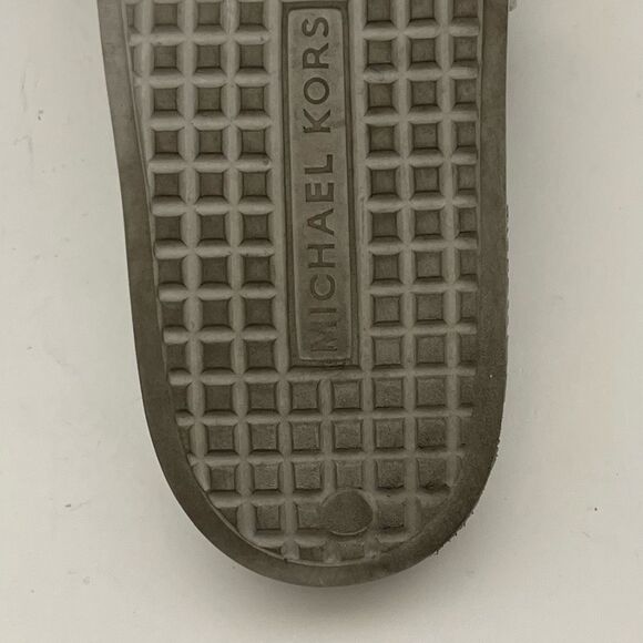 Michael Kors Women's Silver Metallic MK Logo Embossed Slip On Sandals Size 9 - Picture 9 of 11